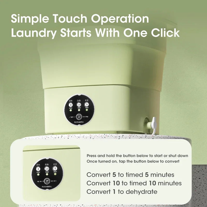 Portable Mini Folding Washing Machine with Dryer for Socks, Underwear, and Small Items