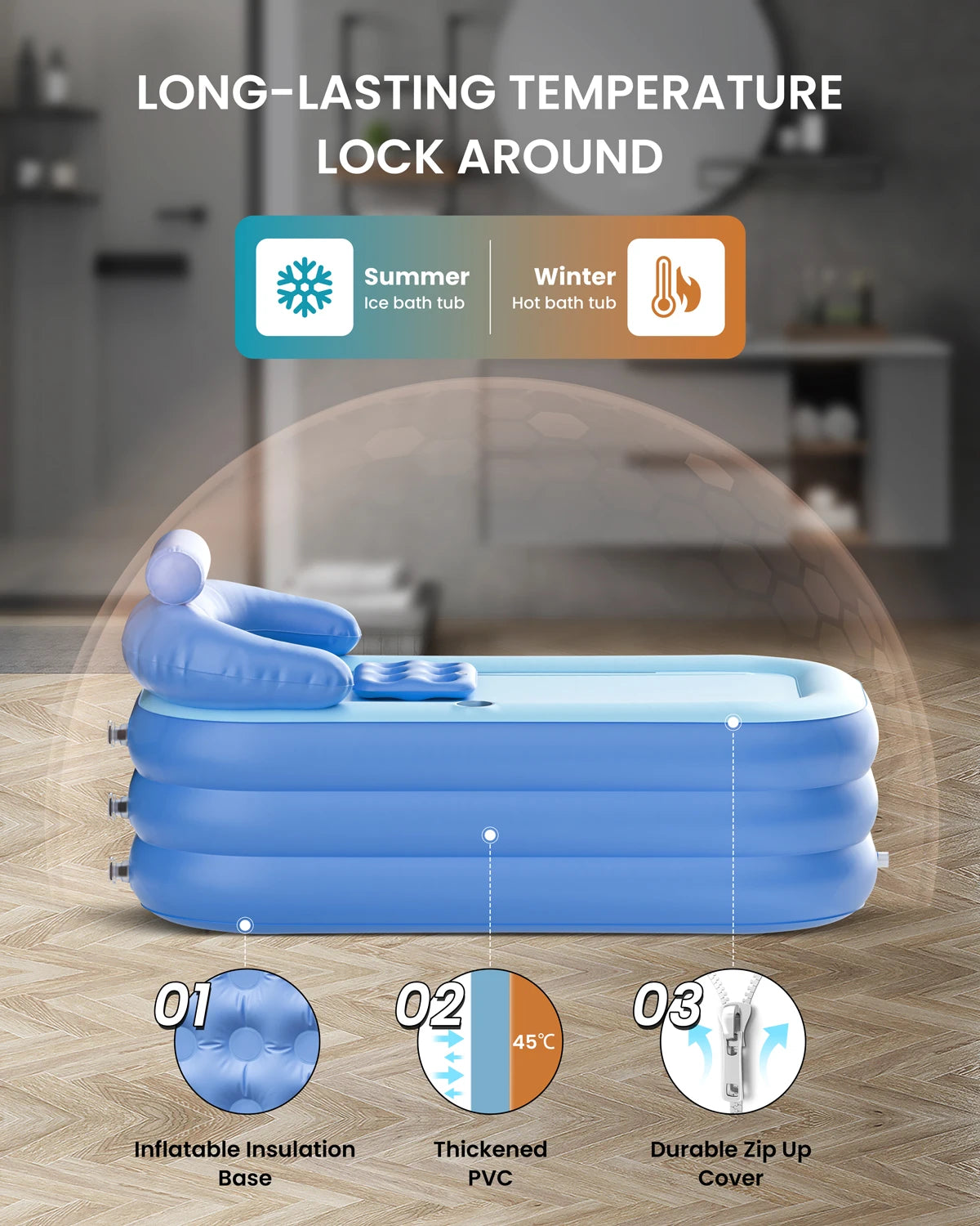 AquaPod™ 63" Foldable Ice & Hot Tub – Portable Recovery Bath for Athletes