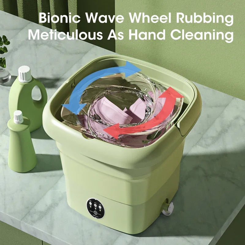 Portable Mini Folding Washing Machine with Dryer for Socks, Underwear, and Small Items