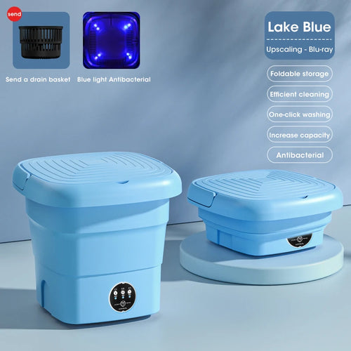 Portable Mini Folding Washing Machine with Dryer for Socks, Underwear, and Small Items