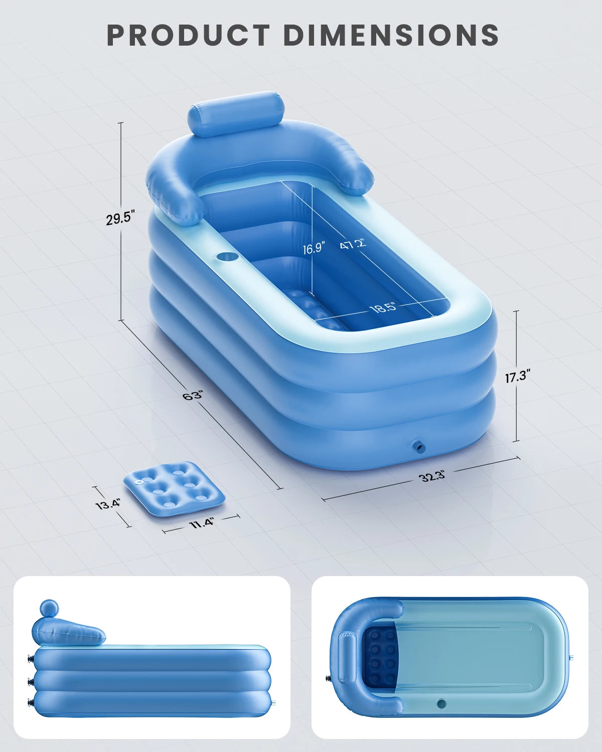 AquaPod™ 63" Foldable Ice & Hot Tub – Portable Recovery Bath for Athletes