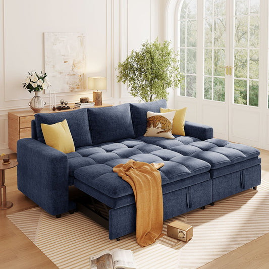 Soft Upholstered Sectional Sofa Bed with Storage Space, Suitable for