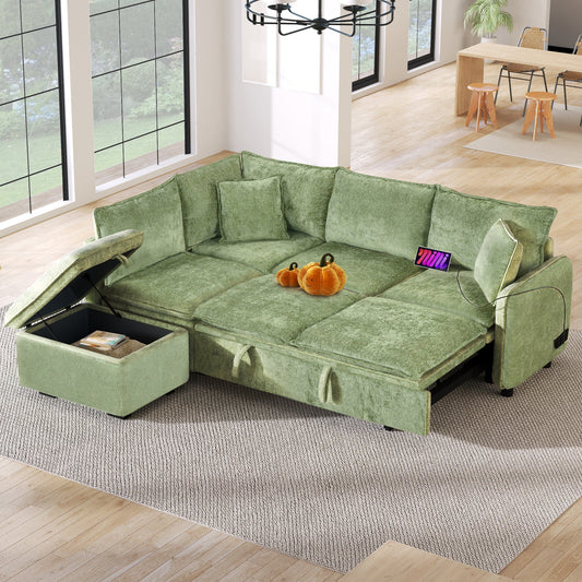 82.67"Convertible Sofa Bed Sectional Sofa Sleeper L-shaped Sofa with a
