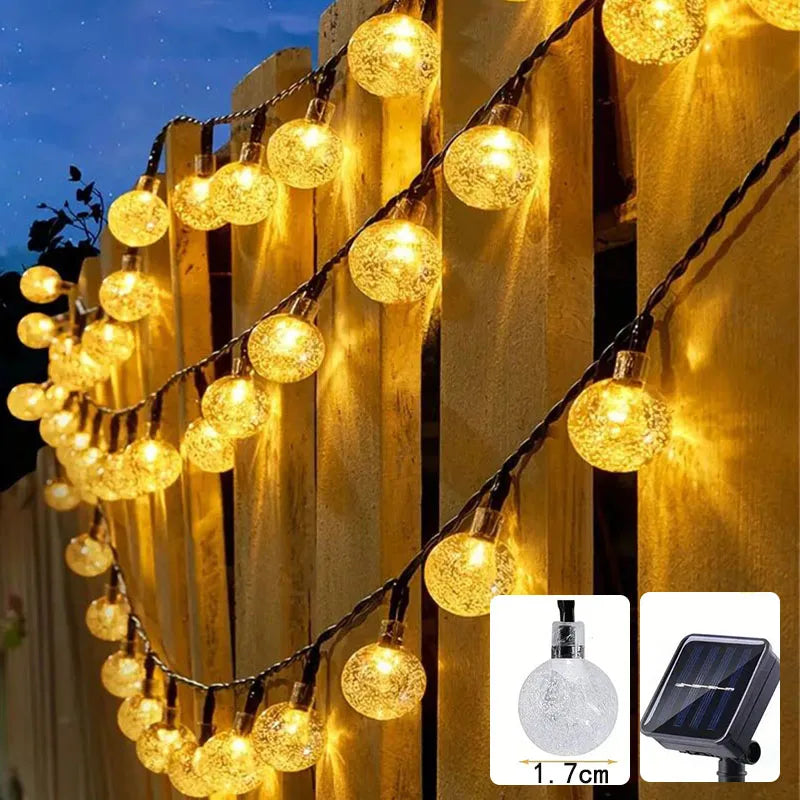 Solar Crystal Globe LED String Light 8 Lighting Modes Fairy Light