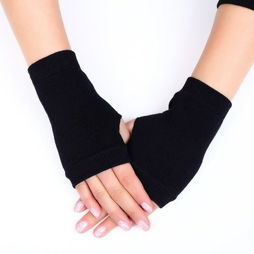 Women's Cotton Fingerless Gloves Knit Block