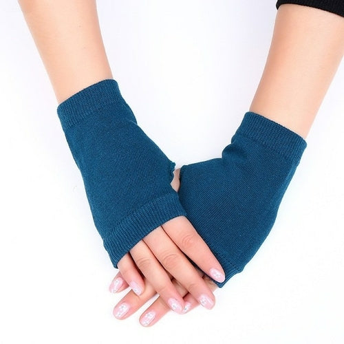 Women's Cotton Fingerless Gloves Knit Block