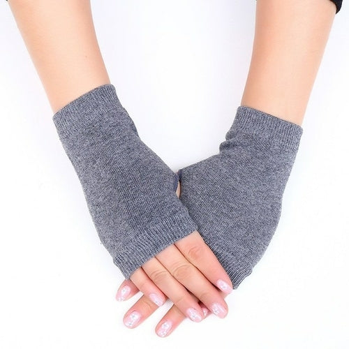 Women's Cotton Fingerless Gloves Knit Block