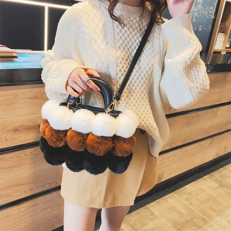 2024 Soft Plush Winter Handbag for Women | Designer Ball Bag