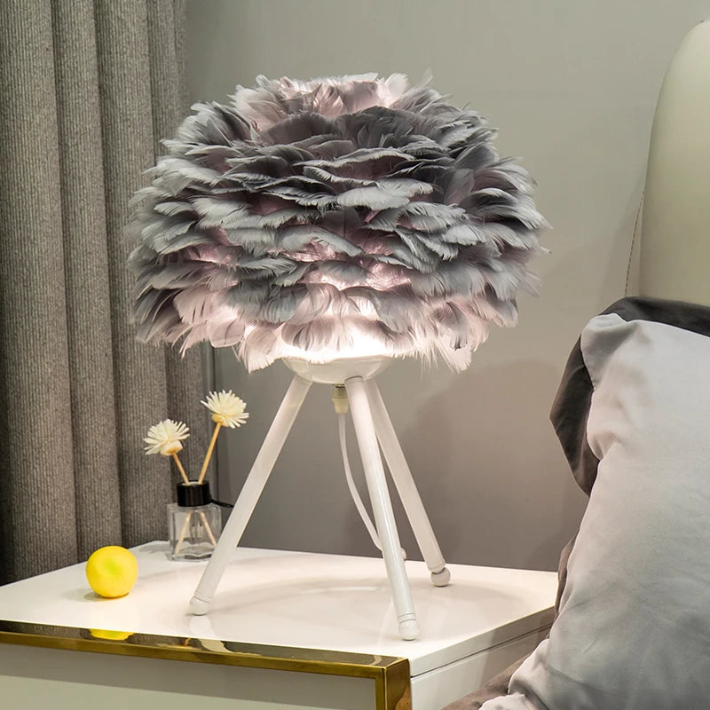 2025 Modern Feather Table Lamp for Bedroom & Living Room