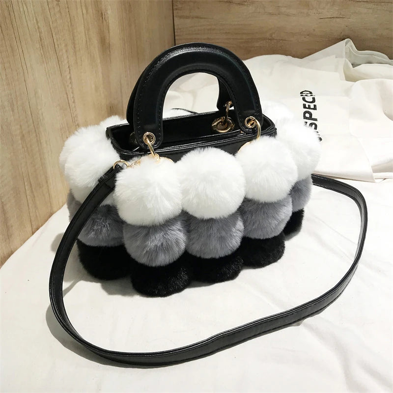 2024 Soft Plush Winter Handbag for Women | Designer Ball Bag