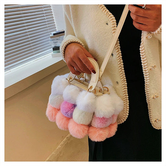 2024 Soft Plush Winter Handbag for Women | Designer Ball Bag