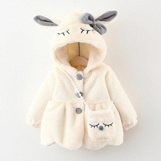 2024 Baby Girl Clothes Rabbit Ears Plush / Jacket Autumn Winter