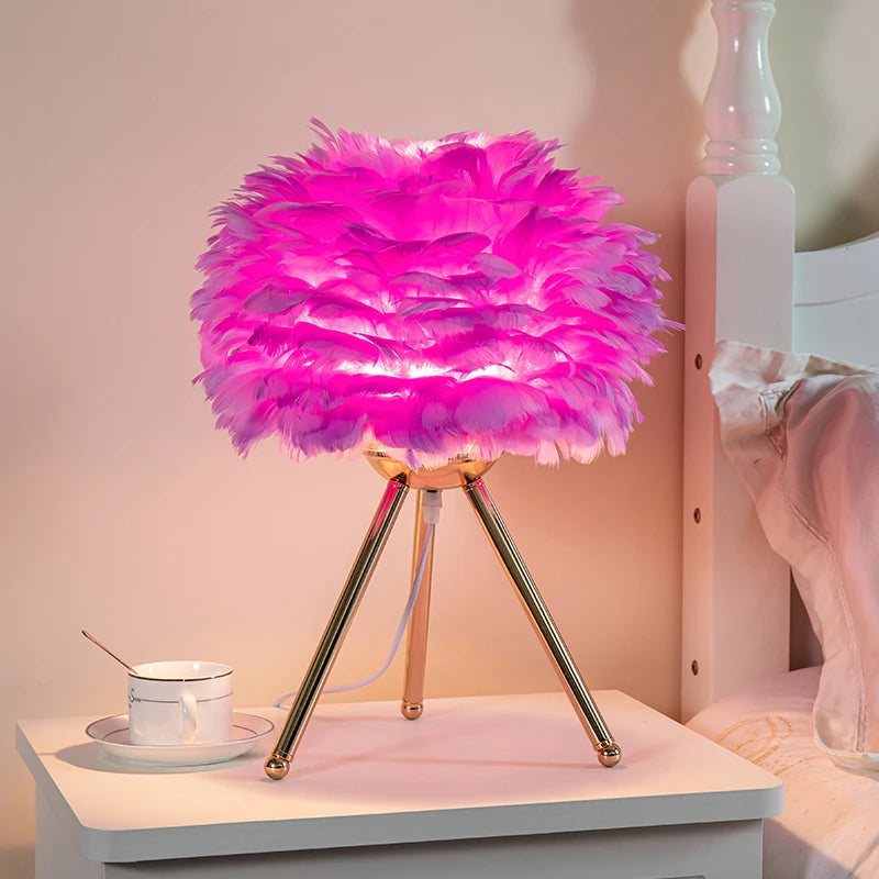 2025 Modern Feather Table Lamp for Bedroom & Living Room