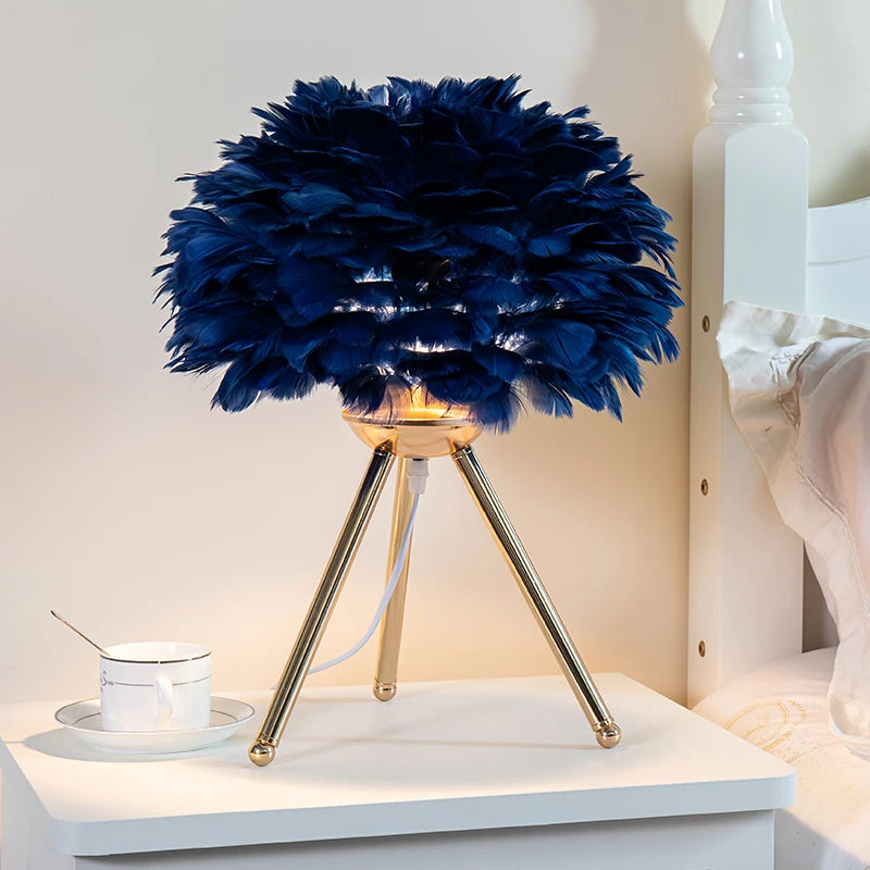 2025 Modern Feather Table Lamp for Bedroom & Living Room