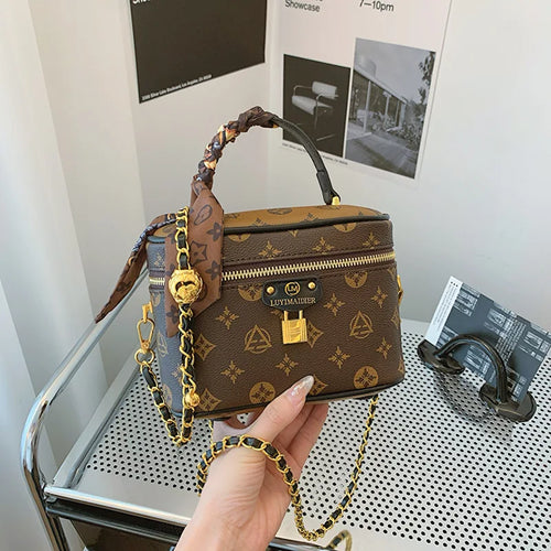 2025 Vintage LV Print Small Square Crossbody Bag for Women