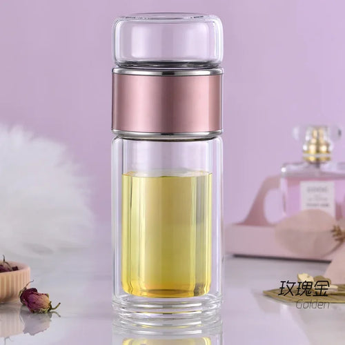 Tea Water Bottle High Borosilicate Glass Double Layer Tea Water Cup 2024