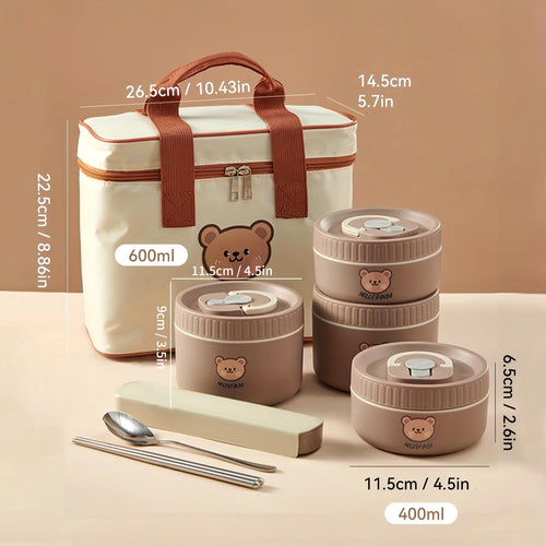 WORTHBUY Insulated Bento Lunch Box With Tableware Microwave Safe