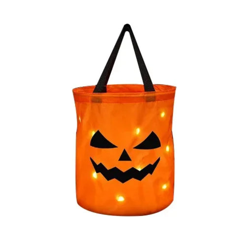 LED Light Halloween Trick or Treat Bucket Pumpkin Candy Bags