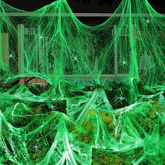 Luminous Spider Web,Stretchy Artificial Cobweb with Fake 2024