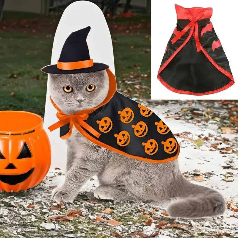 Halloween Wizard Cloak for Cats - Soft & Breathable Pet Costume