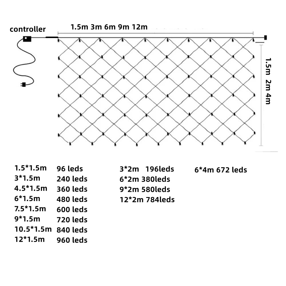 Net Mesh Led Lights 3M/6M/12M LED String Christmas Fairy Curtain