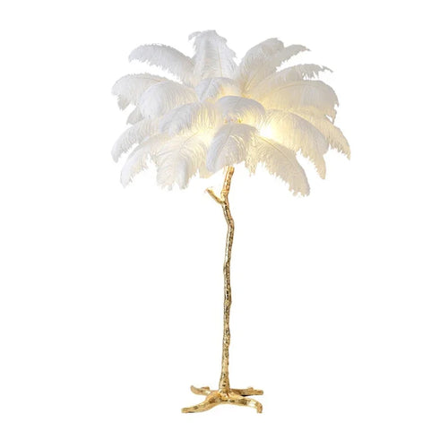 Nordic Ostrich Feather Led Floor Lamp Copper Resin 2024