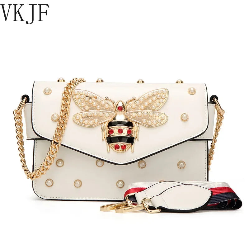 2025 Women's Spliced Bee Shoulder Bag