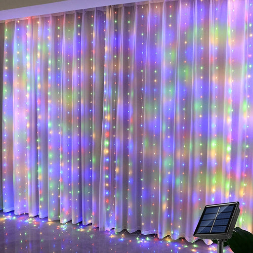 Solar LED Curtain Light Outdoor Garland Solar Fairy String Light