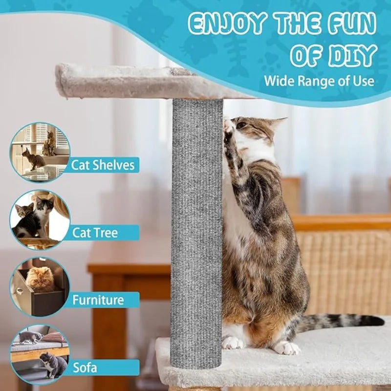 Trimmable Anti-Scratch Cat Climbing Mat with Adhesive Backing for Walls and Furniture