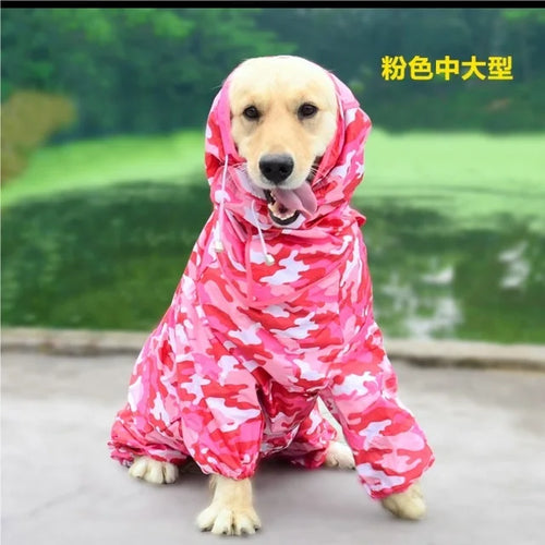 Waterproof Raincoat For Dogs Suits Dot Rain Cape For Medium Big Dogs