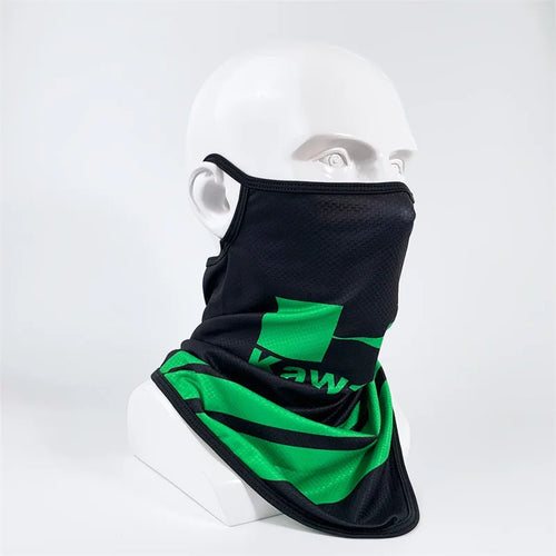 Kawasaki Motorcycle Ice Silk Head Cover – UV Protection Sunscreen Mask