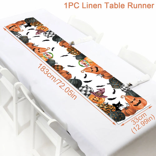 Halloween Decorations Table Runner For Home Pumpkin Bat Flag Cloth