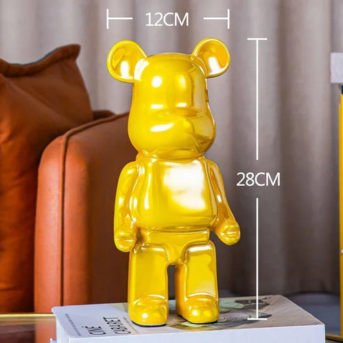 2024 Resin Bear Sculpture | Bold Water Transfer Print Decor for Living Room