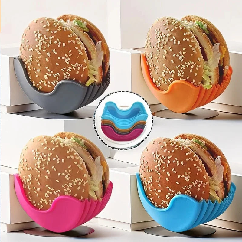 4pcs Retractable Hamburger Holders Hamburger Fixed Box Sandwich Burger