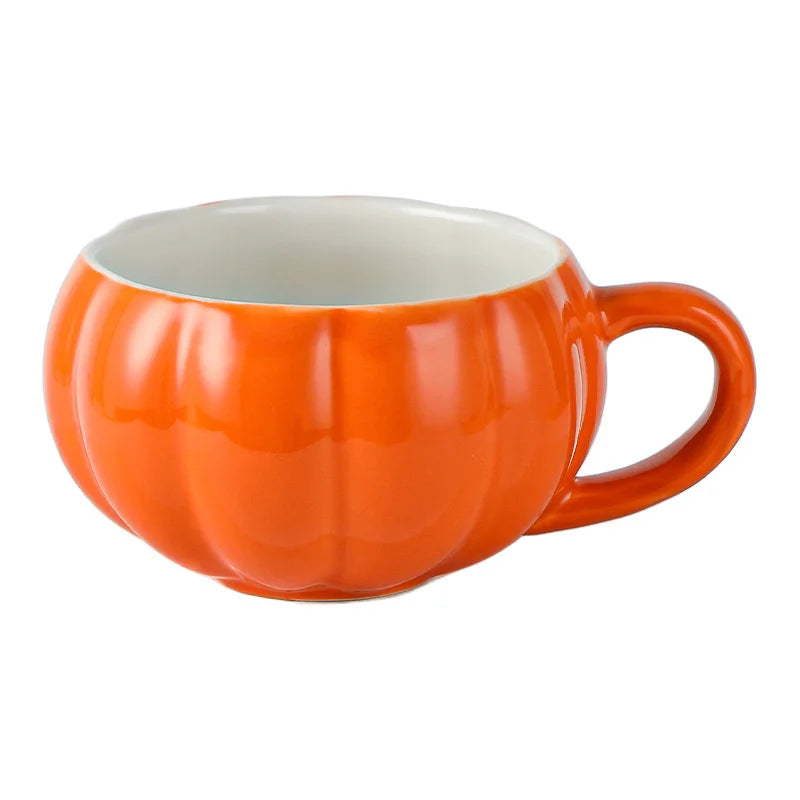 2025 Halloween Creative Pumpkin Mug Ceramic Cup With Spoon Soup Mug With