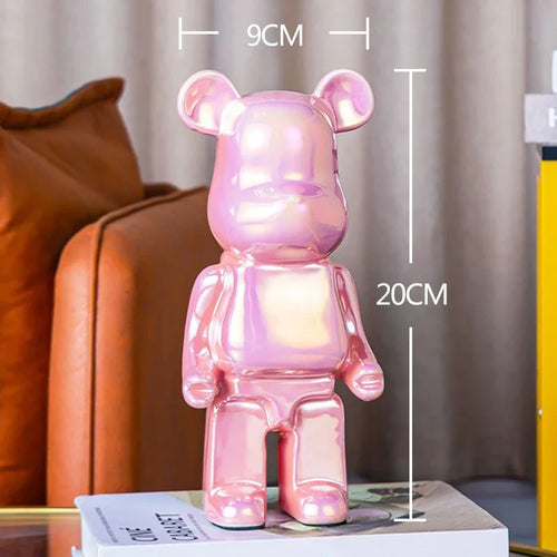 2024 Resin Bear Sculpture | Bold Water Transfer Print Decor for Living Room