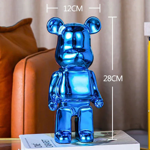 2024 Resin Bear Sculpture | Bold Water Transfer Print Decor for Living Room