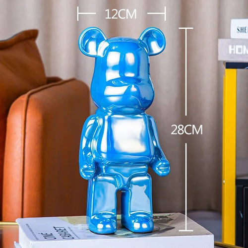 2024 Resin Bear Sculpture | Bold Water Transfer Print Decor for Living Room