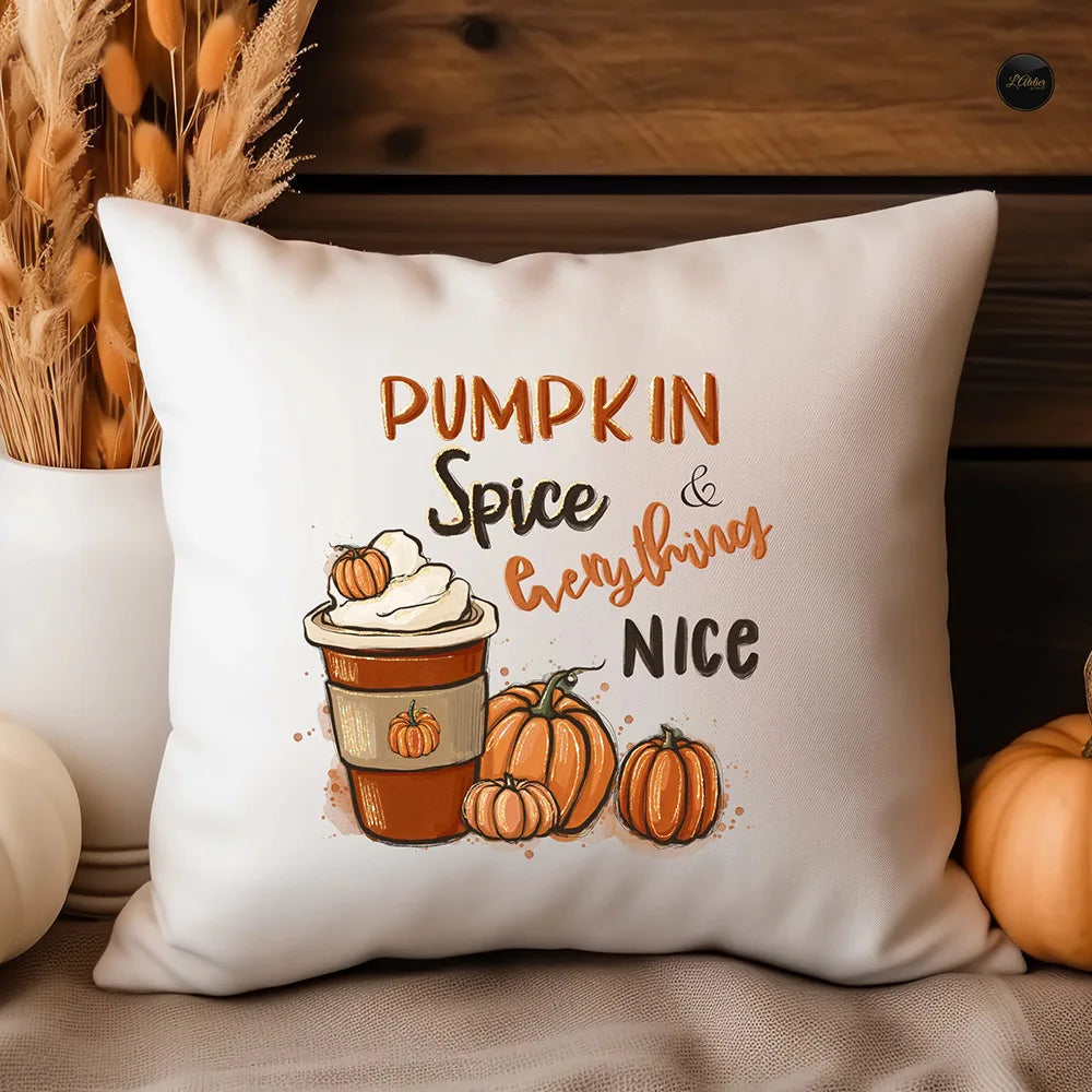 2024 Fall Couch Cover Autumn Cushion Pumpkin Spice and Everything Nice Fall