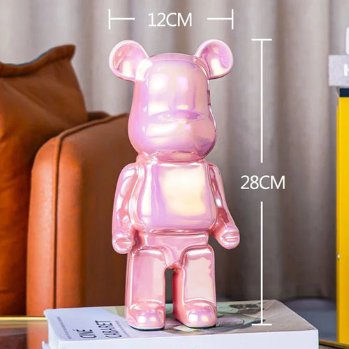 2024 Resin Bear Sculpture | Bold Water Transfer Print Decor for Living Room