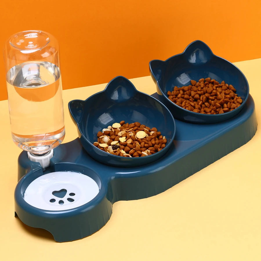 TrioFeeder: Automatic 2-in-1 Cat Bowl Set