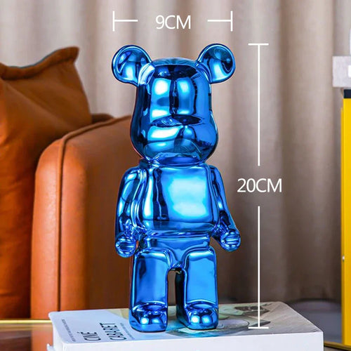 2024 Resin Bear Sculpture | Bold Water Transfer Print Decor for Living Room