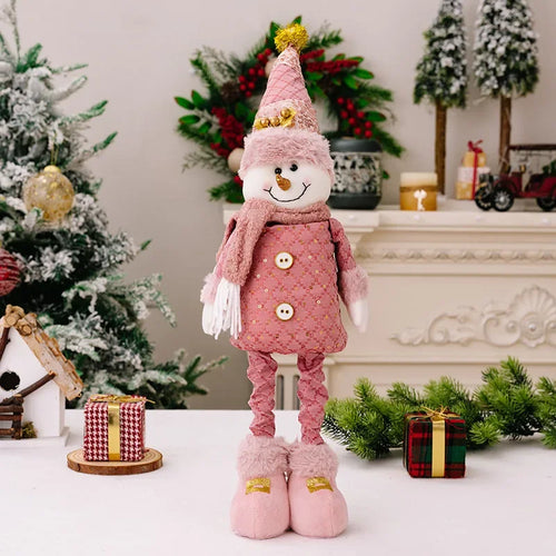 2024 Christmas Pink Santa Claus Snowman Reindeer Telescopic Doll Merry