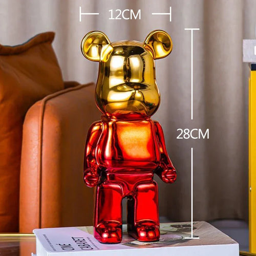 2024 Resin Bear Sculpture | Bold Water Transfer Print Decor for Living Room