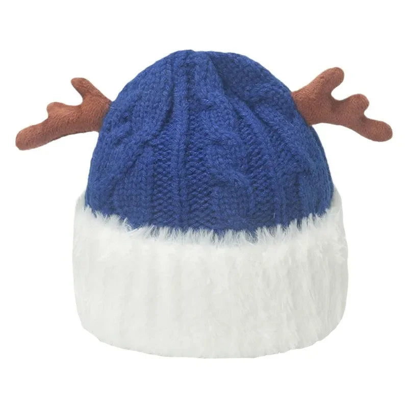 Cozy Knitted Reindeer Antler Christmas Hat