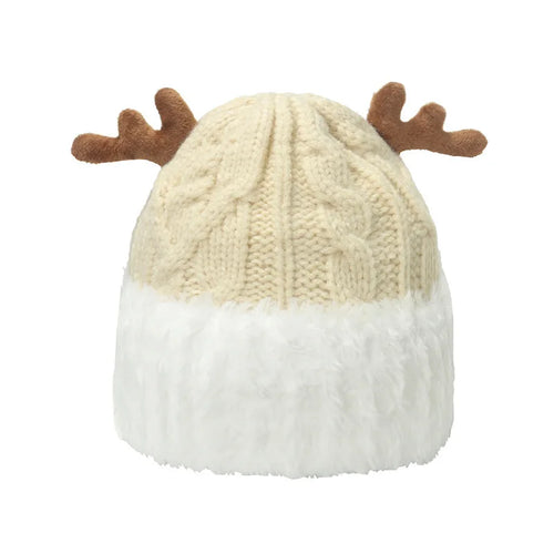 Cozy Knitted Reindeer Antler Christmas Hat