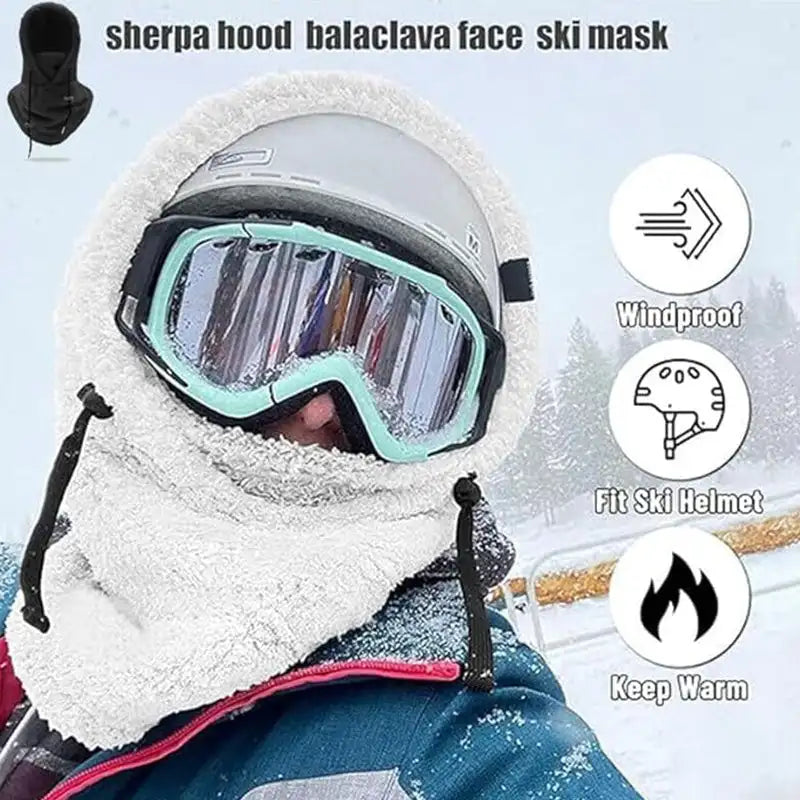 Sherpa Hooded Ski Riding Mask – Unisex Warm Ski Hooded Scarf Arctic