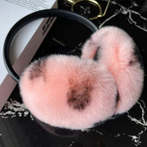 Women's Real Rex Rabbit Fur Earmuffs - Soft & Warm Winter Headgear