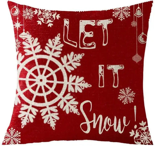 Holiday Cotton Linen Santa Snowflake Elk Decorative Throw Pillow