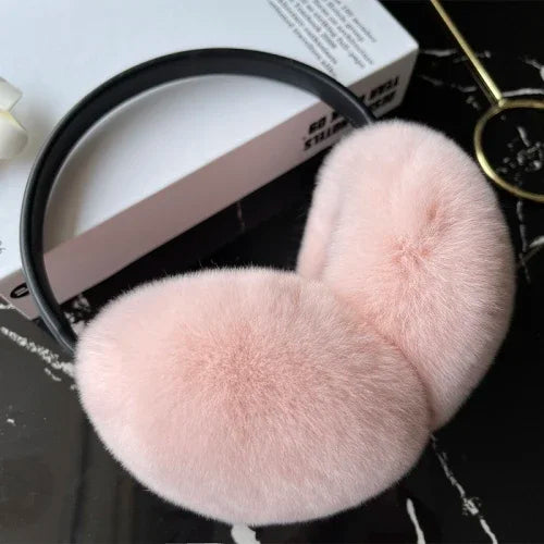 Women's Real Rex Rabbit Fur Earmuffs - Soft & Warm Winter Headgear